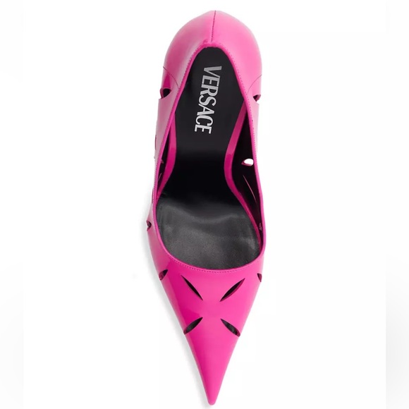 VERSACE Slash Pinpoint Patent Leather Pumps - Picture 5 of 13